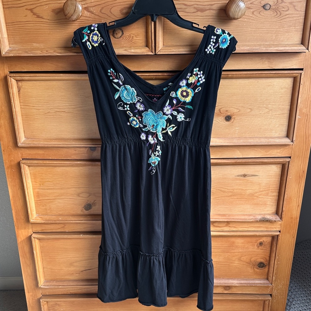 Jw Los Angeles Floral Embroidered Black Mini Dress size S